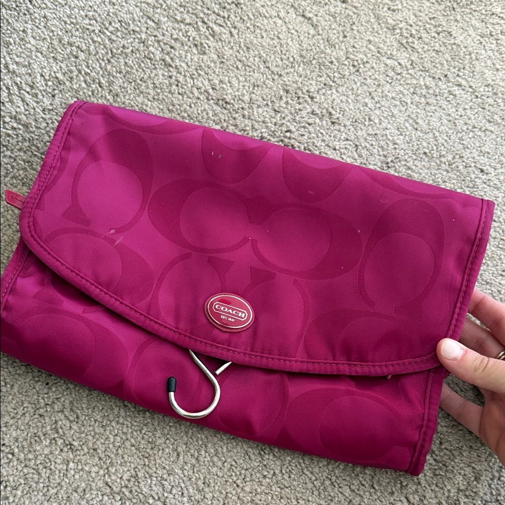 Coach Nylon Getaway Signature Hanging Cosmetic Bag